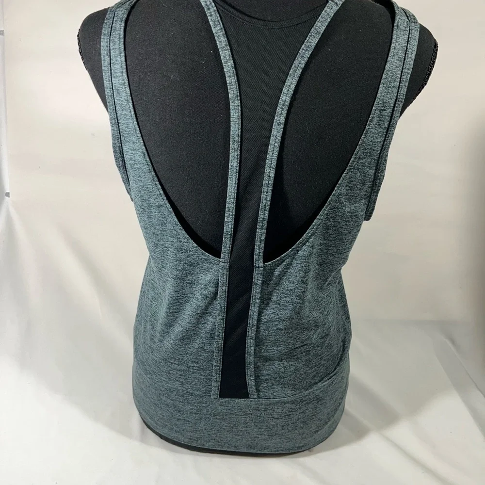 NIKE DRI FIT ACTIVEWEAR TANK WOMEN S GREEN GRAY W/BACK MESH INSET GRAY COLOR A45